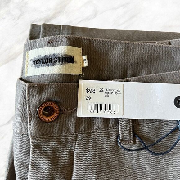 NWT Taylor Stitch Size 29 Democratic Pants Chino Organic Ash Gray Zip Fly - Picture 7 of 7